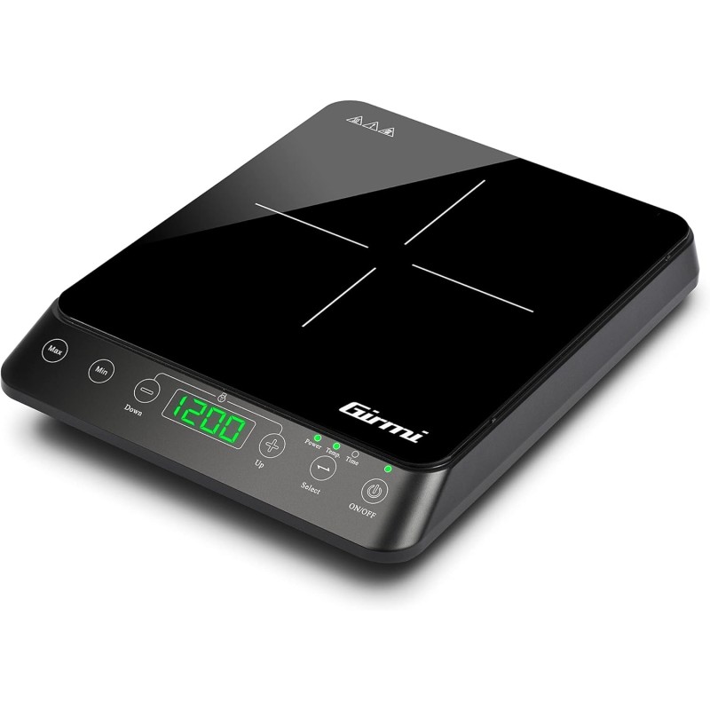 Girmi PI04 Piastra a Induzione Singola, 2000 Watt, 10 Potenze, Nero