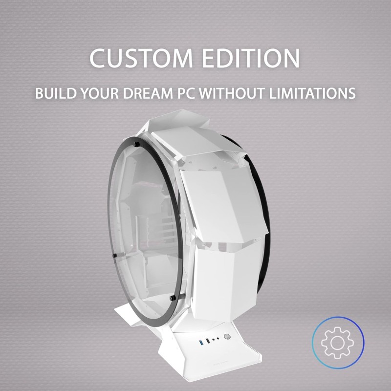 MARS GAMING MCORB, Case PC Gaming Micro-ATX XL, Design Circolare Custom, Doppio Vetro Temperato, Chassis PC, Bianco MARS GAMING MCORB, Case PC Gaming Micro-ATX XL, Design Circolare Custom, Doppio Vetro Temperato, Chassis PC, Bianco