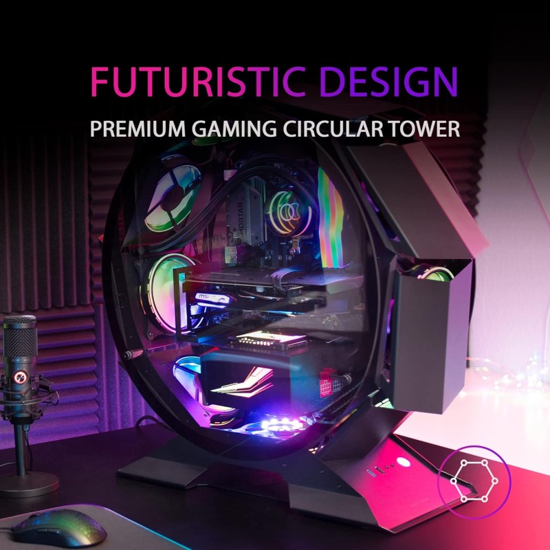 MARS GAMING MCORB, Case PC Gaming Micro-ATX XL, Design Circolare Custom, Doppio Vetro Temperato, Chassis PC, Nero MARS GAMING MCORB, Case PC Gaming Micro-ATX XL, Design Circolare Custom, Doppio Vetro Temperato, Chassis PC, Nero