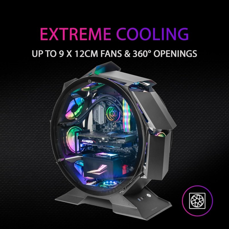 MARS GAMING MCORB, Case PC Gaming Micro-ATX XL, Design Circolare Custom, Doppio Vetro Temperato, Chassis PC, Nero MARS GAMING MCORB, Case PC Gaming Micro-ATX XL, Design Circolare Custom, Doppio Vetro Temperato, Chassis PC, Nero