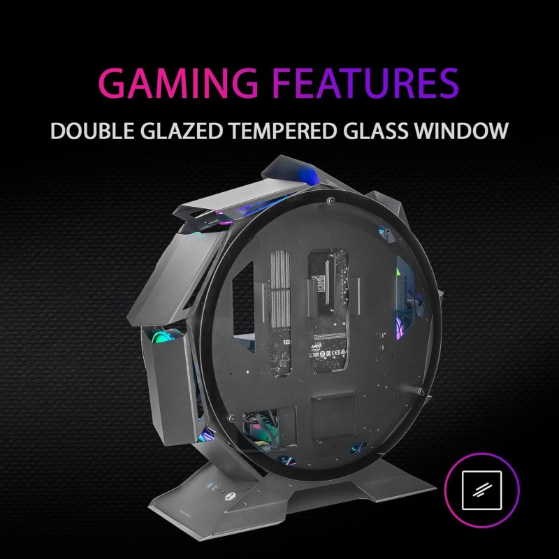 MARS GAMING MCORB, Case PC Gaming Micro-ATX XL, Design Circolare Custom, Doppio Vetro Temperato, Chassis PC, Nero MARS GAMING MCORB, Case PC Gaming Micro-ATX XL, Design Circolare Custom, Doppio Vetro Temperato, Chassis PC, Nero