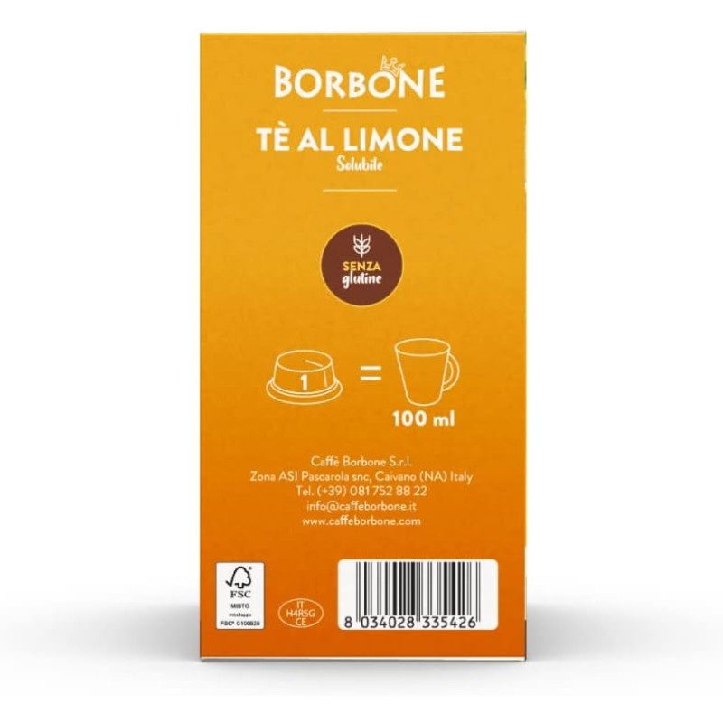 Caffè Borbone Tè al Limone - 96 capsule (6 confezioni da 16) - Compatibili con le Macchine ad uso domestico Lavazza* A Modo Mio* - Tè al Limone