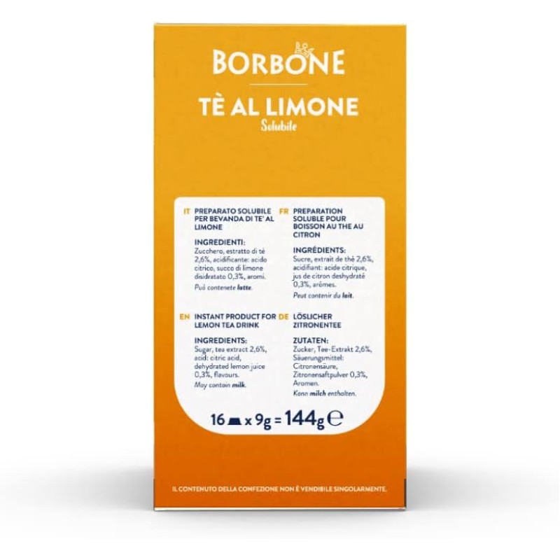 Caffè Borbone Tè al Limone - 96 capsule (6 confezioni da 16) - Compatibili con le Macchine ad uso domestico Lavazza* A Modo Mio* - Tè al Limone