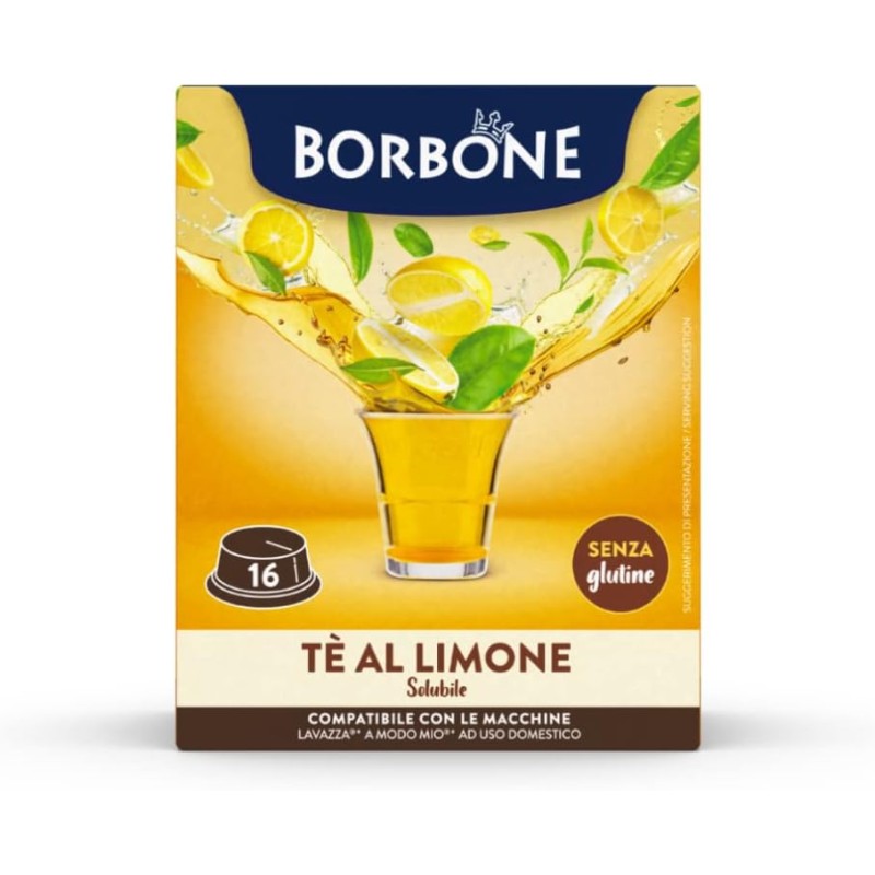 Caffè Borbone Tè al Limone - 96 capsule (6 confezioni da 16) - Compatibili con le Macchine ad uso domestico Lavazza* A Modo Mio* - Tè al Limone