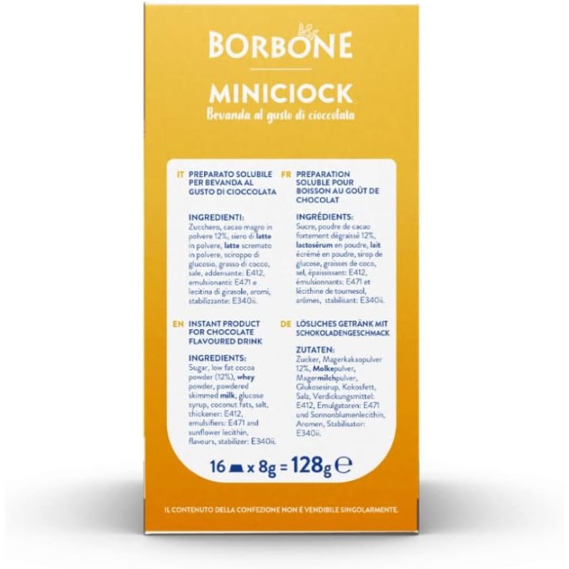 Caffè Borbone MiniCiock, Bevanda al gusto di Cioccolato - 96 capsule (6 confezioni da 16) - Compatibili con le Macchine ad uso domestico Lavazza* A Modo Mio* - MiniCiock Caffè Borbone MiniCiock, Bevanda al gusto di Cioccolato - 96 capsule (6 confezioni da 16) - Compatibili con le Macchine ad uso domestico Lavazza* A Modo Mio* - MiniCiock