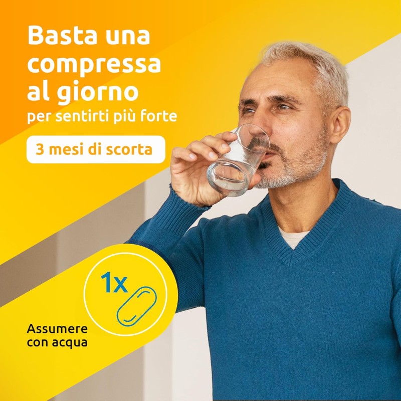 Supradyn Ricarica 50+ Integratore Multivitaminico Completo Vitamine e Minerali con Vitamina B12, C, D, Zinco per Stanchezza Fisica e Concentrazione dai 50 Anni Uomo e Donna, 90 Compresse Rivestite - 90 unità (Confezione da 1)