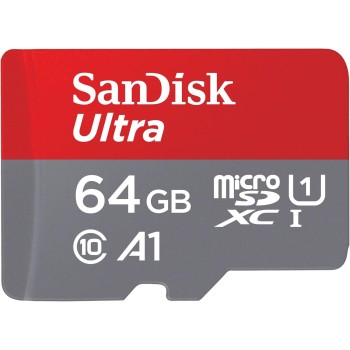 Sandisk 64 Gb Ultra Sdxc Scheda Di Memoria, Con Velocità Fino A 140 Mb/S, Prestazioni Dell'App A1, Uhs-I, Classe 10, U1, Rosso Grigio, ‎0.1 x 1.5 x 1.09 cm, 4.54 grammi - 64 GB
