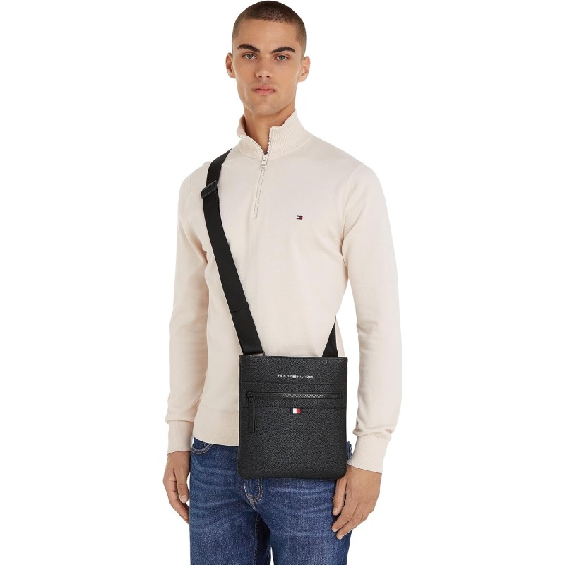 Tommy Hilfiger Uomo Borsa a Tracolla Essential PU Crossover Piccola, Nero (Black), Taglia Unica