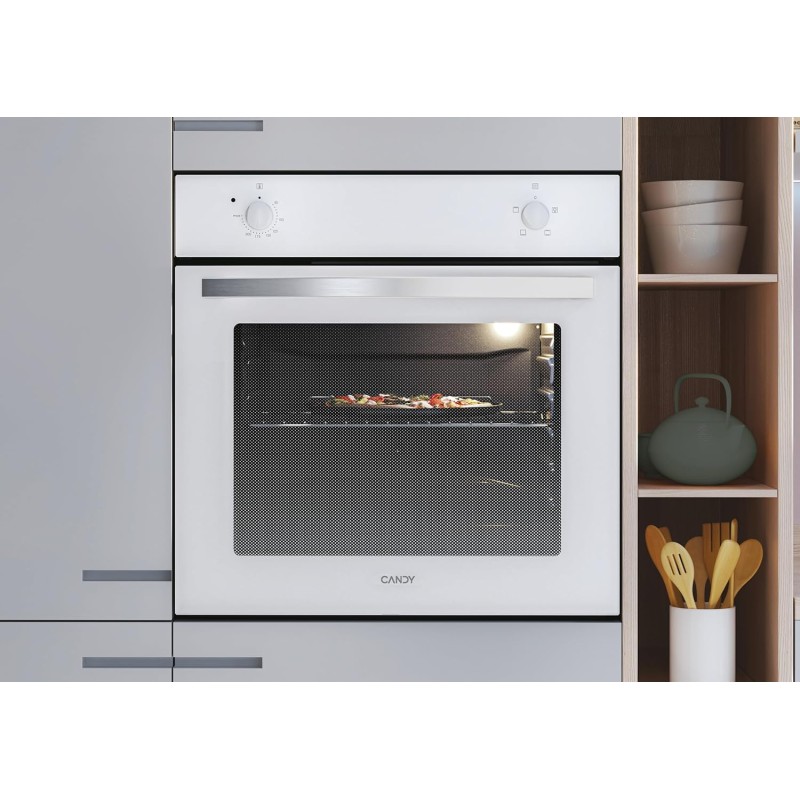 Candy Idea Forno Elettrico da Incasso Ventilato, 70 Litri, Classe A, 4 Modalità di Cottura, Facile da Pulire, Controllo tramite App hOn, 59,5 x 59,5 x 56,8 cm, Bianco - FIDC B100