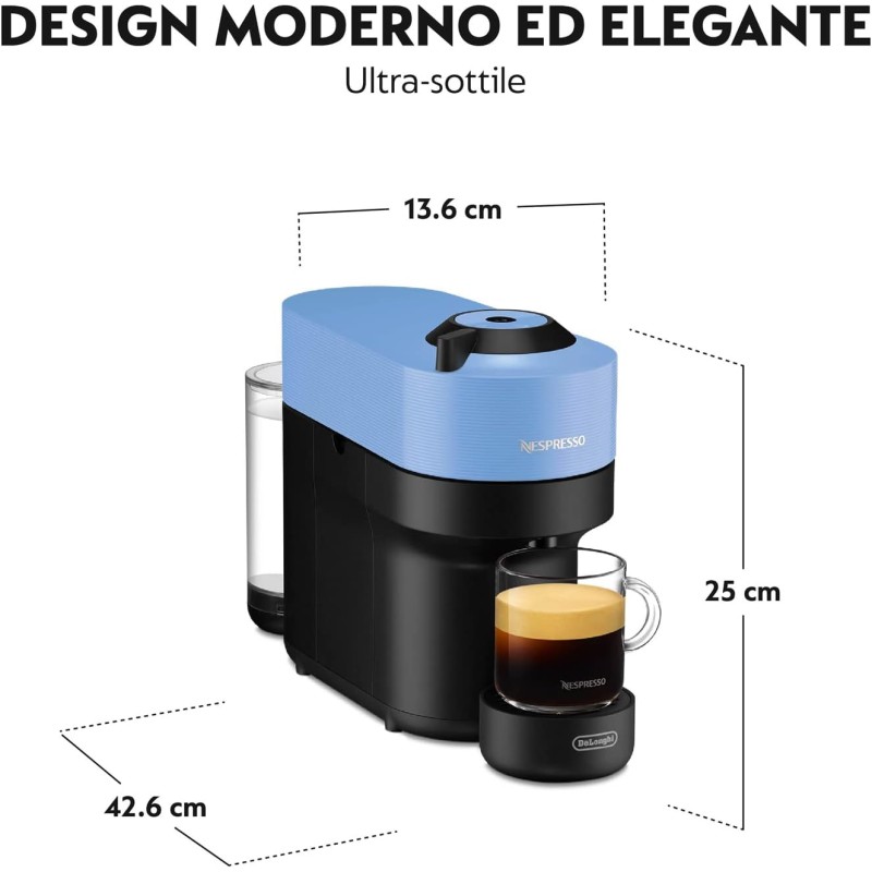 De'Longhi Nespresso Vertuo Pop ENV90.A Macchina del Caffè compatibile con le NUOVE CAPSULE NESPRESSO con Tecnologia Centrifusion, 4 Formati in Tazza, Incluso Set di 12 Capsule, 1260W, Pacific Blue - Pacific Blue De'Longhi Nespresso Vertuo Pop ENV90.A Macchina del Caffè compatibile con le NUOVE CAPSULE NESPRESSO con Tecnologia Centrifusion, 4 Formati in Tazza, Incluso Set di 12 Capsule, 1260W, Pacific Blue - Pacific Blue