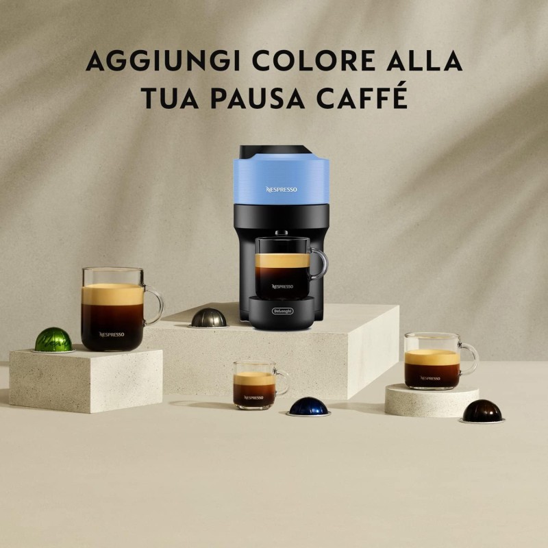 De'Longhi Nespresso Vertuo Pop ENV90.A Macchina del Caffè compatibile con le NUOVE CAPSULE NESPRESSO con Tecnologia Centrifusion, 4 Formati in Tazza, Incluso Set di 12 Capsule, 1260W, Pacific Blue - Pacific Blue De'Longhi Nespresso Vertuo Pop ENV90.A Macchina del Caffè compatibile con le NUOVE CAPSULE NESPRESSO con Tecnologia Centrifusion, 4 Formati in Tazza, Incluso Set di 12 Capsule, 1260W, Pacific Blue - Pacific Blue