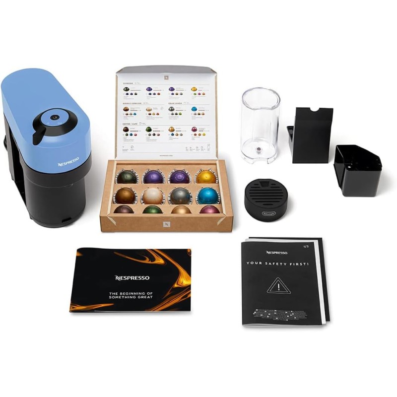 De'Longhi Nespresso Vertuo Pop ENV90.A Macchina del Caffè compatibile con le NUOVE CAPSULE NESPRESSO con Tecnologia Centrifusion, 4 Formati in Tazza, Incluso Set di 12 Capsule, 1260W, Pacific Blue - Pacific Blue De'Longhi Nespresso Vertuo Pop ENV90.A Macchina del Caffè compatibile con le NUOVE CAPSULE NESPRESSO con Tecnologia Centrifusion, 4 Formati in Tazza, Incluso Set di 12 Capsule, 1260W, Pacific Blue - Pacific Blue