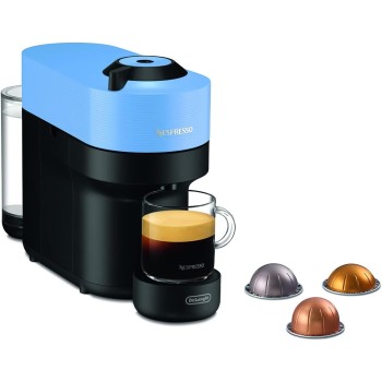 De'Longhi Nespresso Vertuo Pop ENV90.A Macchina del Caffè compatibile con le NUOVE CAPSULE NESPRESSO con Tecnologia Centrifusion, 4 Formati in Tazza, Incluso Set di 12 Capsule, 1260W, Pacific Blue - Pacific Blue