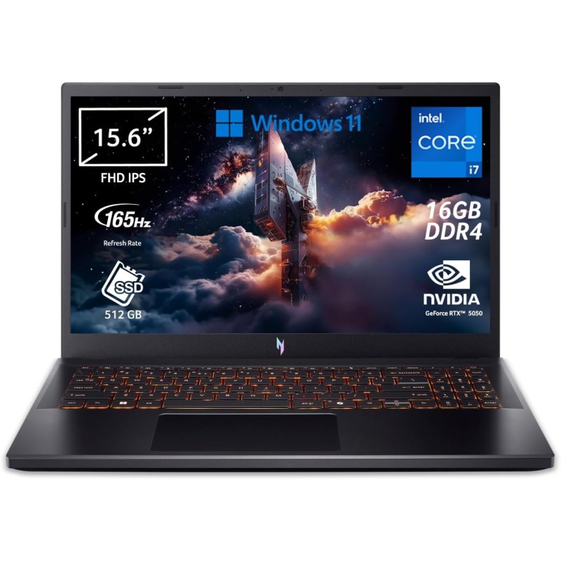 acer Nitro V 15 ANV15-52-77F6 Notebook Gaming, NVIDIA GeForce RTX 5050 8 GB GDDR7, Processore Intel Core i7-13620H, Ram 16 GB DDR4, 512 GB SSD, Display 15.6" FHD IPS 165 Hz LED LCD, Windows 11 Home acer Nitro V 15 ANV15-52-77F6 Notebook Gaming, NVIDIA GeForce RTX 5050 8 GB GDDR7, Processore Intel Core i7-13620H, Ram 16 GB DDR4, 512 GB SSD, Display 15.6" FHD IPS 165 Hz LED LCD, Windows 11 Home