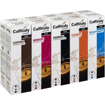 Caffitaly Capsule Originali, Variety Pack - 100 Capsule di Caffè: Corposo Morbido Vigoroso Cremoso Decaffeinato