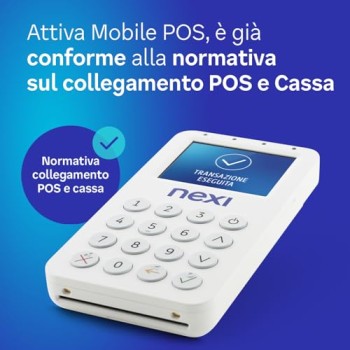 Nexi Mobile Pos - Pos Portatile Contactless, Lettore Elettronico Portatile per Pagamenti con Bancomat, Carta di Credito, Prepagata, Apple Pay e Google Pay - Firma Digitale con App Nexi Mobile, BP-55