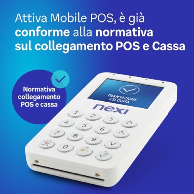 Nexi Mobile Pos - Pos Portatile Contactless, Lettore Elettronico Portatile per Pagamenti con Bancomat, Carta di Credito, Prepagata, Apple Pay e Google Pay - Firma Digitale con App Nexi Mobile, BP-55