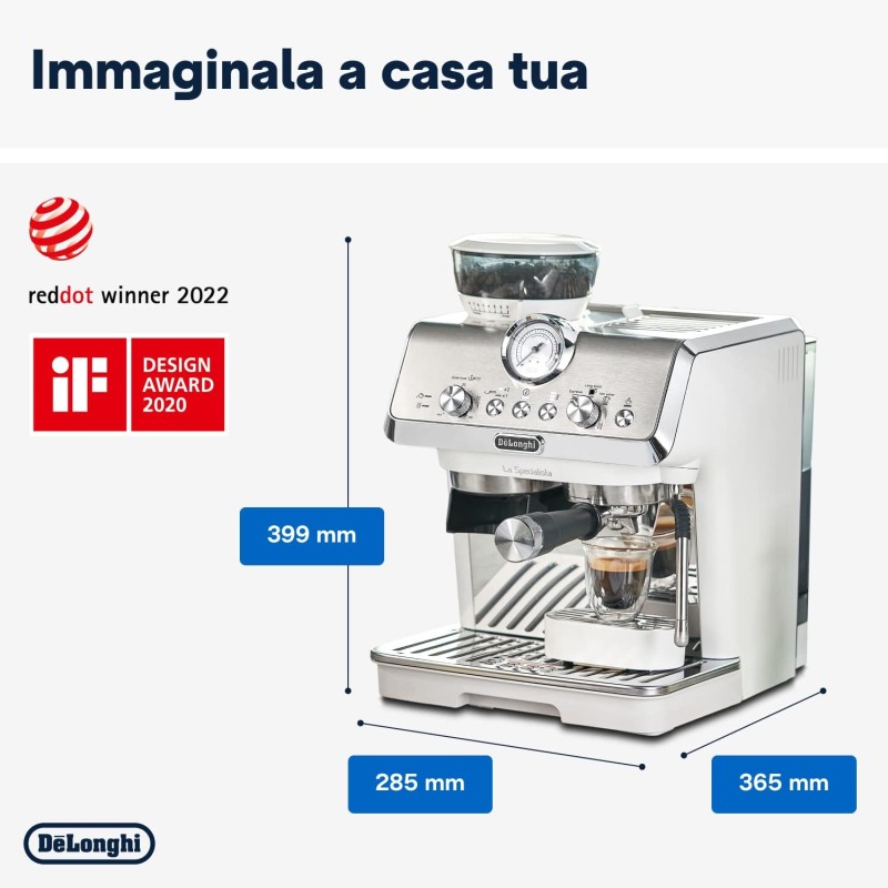 De'Longhi LA SPECIALISTA ARTE EC9155.W Macchina da caffè Manuale, 3 Ricette Preimpostate, Controllo Attivo della Temperatura, 8 Livelli di Macinazione, Lancia MyLatte Art, incluso KIT BARISTA, Bianco - Argento/Bianco De'Longhi LA SPECIALISTA ARTE EC9155.W Macchina da caffè Manuale, 3 Ricette Preimpostate, Controllo Attivo della Temperatura, 8 Livelli di Macinazione, Lancia MyLatte Art, incluso KIT BARISTA, Bianco - Argento/Bianco