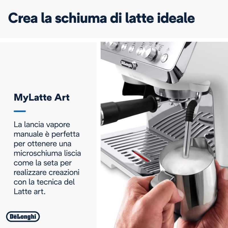 De'Longhi LA SPECIALISTA ARTE EC9155.W Macchina da caffè Manuale, 3 Ricette Preimpostate, Controllo Attivo della Temperatura, 8 Livelli di Macinazione, Lancia MyLatte Art, incluso KIT BARISTA, Bianco - Argento/Bianco De'Longhi LA SPECIALISTA ARTE EC9155.W Macchina da caffè Manuale, 3 Ricette Preimpostate, Controllo Attivo della Temperatura, 8 Livelli di Macinazione, Lancia MyLatte Art, incluso KIT BARISTA, Bianco - Argento/Bianco
