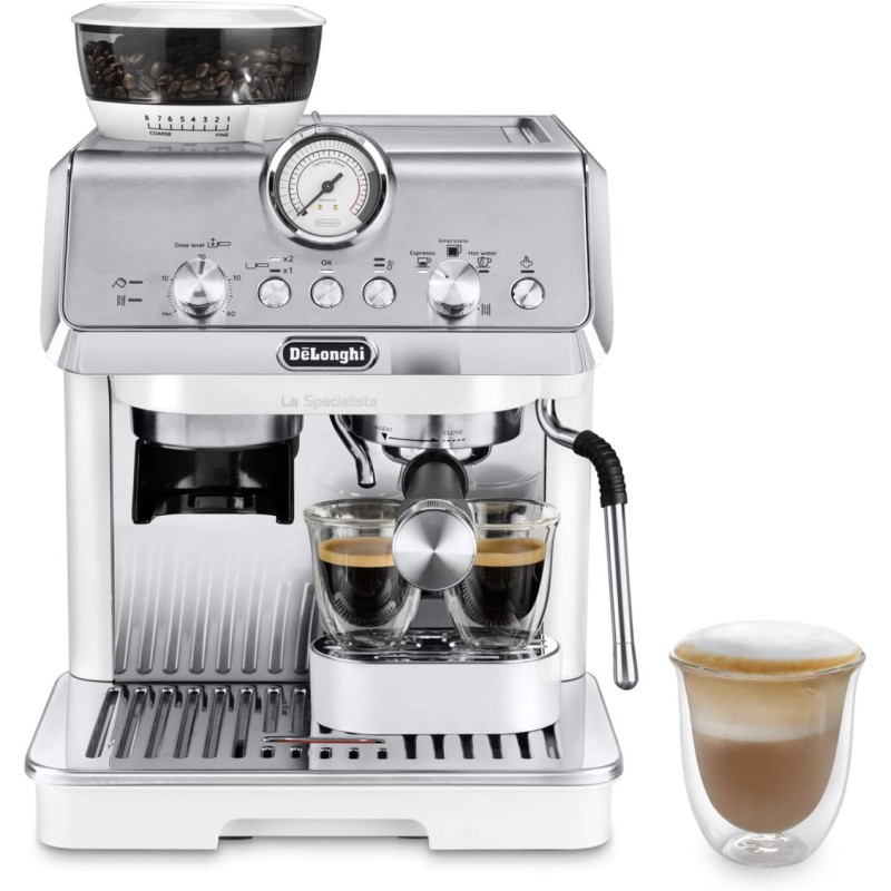 De'Longhi LA SPECIALISTA ARTE EC9155.W Macchina da caffè Manuale, 3 Ricette Preimpostate, Controllo Attivo della Temperatura, 8 Livelli di Macinazione, Lancia MyLatte Art, incluso KIT BARISTA, Bianco - Argento/Bianco De'Longhi LA SPECIALISTA ARTE EC9155.W Macchina da caffè Manuale, 3 Ricette Preimpostate, Controllo Attivo della Temperatura, 8 Livelli di Macinazione, Lancia MyLatte Art, incluso KIT BARISTA, Bianco - Argento/Bianco