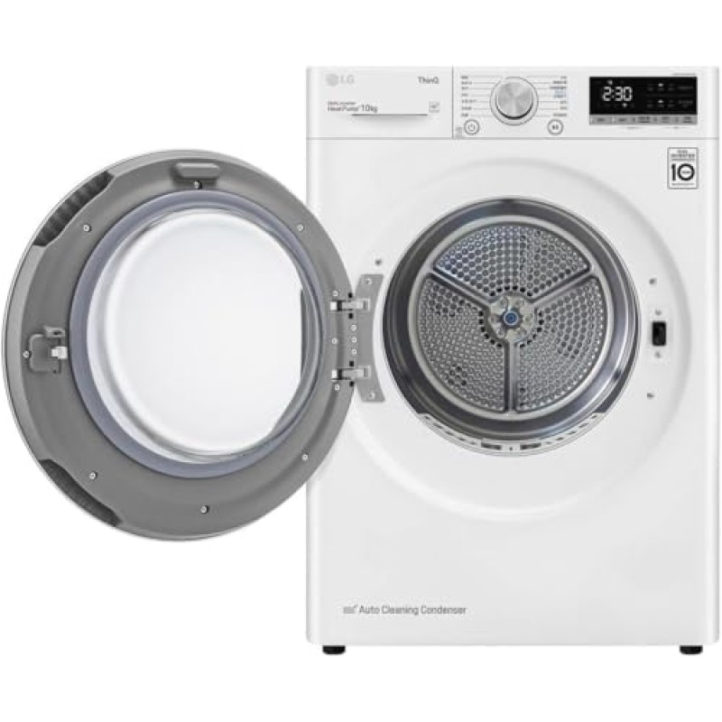 LG RH10V9AV4W Asciugatrice Smart a Carica Frontale 10kg, Serie V9, Classe C, Condensazione con Pompa di calore DUAL Inverter, Eco Hybrid, Condensatore autopulente, Allergy Care, Wi-Fi, Bianca - 10 kg - Classe C LG RH10V9AV4W Asciugatrice Smart a Carica Frontale 10kg, Serie V9, Classe C, Condensazione con Pompa di calore DUAL Inverter, Eco Hybrid, Condensatore autopulente, Allergy Care, Wi-Fi, Bianca - 10 kg - Classe C
