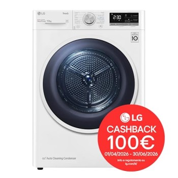 LG RH10V9AV4W Asciugatrice Smart a Carica Frontale 10kg, Serie V9, Classe C, Condensazione con Pompa di calore DUAL Inverter, Eco Hybrid, Condensatore autopulente, Allergy Care, Wi-Fi, Bianca - 10 kg - Classe C