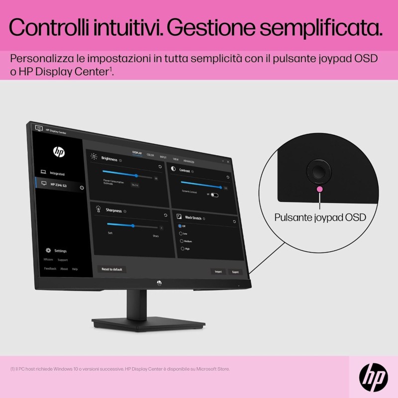 HP V24iE G5 Monitor Full HD da 24" (1920 x 1080, 75 Hz, 5 ms, IPS, 16:9), AMD FreeSync, luce blu bassa, HDMI, VGA, DisplayPort, Joypad OSD, antiriflesso, inclinazione regolabile, nero - 24" HP V24iE G5 Monitor Full HD da 24" (1920 x 1080, 75 Hz, 5 ms, IPS, 16:9), AMD FreeSync, luce blu bassa, HDMI, VGA, DisplayPort, Joypad OSD, antiriflesso, inclinazione regolabile, nero - 24"