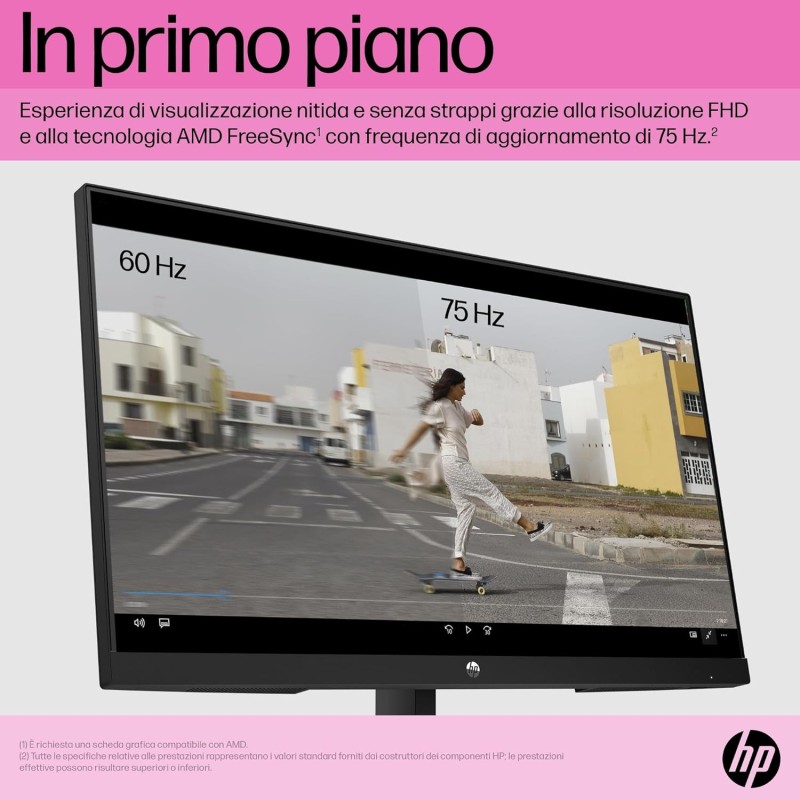 HP V24iE G5 Monitor Full HD da 24" (1920 x 1080, 75 Hz, 5 ms, IPS, 16:9), AMD FreeSync, luce blu bassa, HDMI, VGA, DisplayPort, Joypad OSD, antiriflesso, inclinazione regolabile, nero - 24" HP V24iE G5 Monitor Full HD da 24" (1920 x 1080, 75 Hz, 5 ms, IPS, 16:9), AMD FreeSync, luce blu bassa, HDMI, VGA, DisplayPort, Joypad OSD, antiriflesso, inclinazione regolabile, nero - 24"