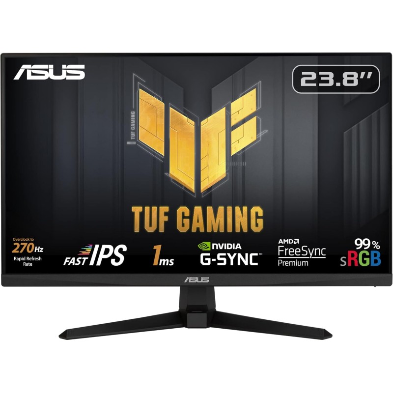 ASUS TUF Gaming VG249QM1A, Monitor Gaming 23.8”, FullHD (1920x1080), fino a 270Hz, Tempo di Risposta 1ms, G-Sync, Free-Sync Premium, Extreme Low Motion Blur, Nero - 24" FHD ASUS TUF Gaming VG249QM1A, Monitor Gaming 23.8”, FullHD (1920x1080), fino a 270Hz, Tempo di Risposta 1ms, G-Sync, Free-Sync Premium, Extreme Low Motion Blur, Nero - 24" FHD