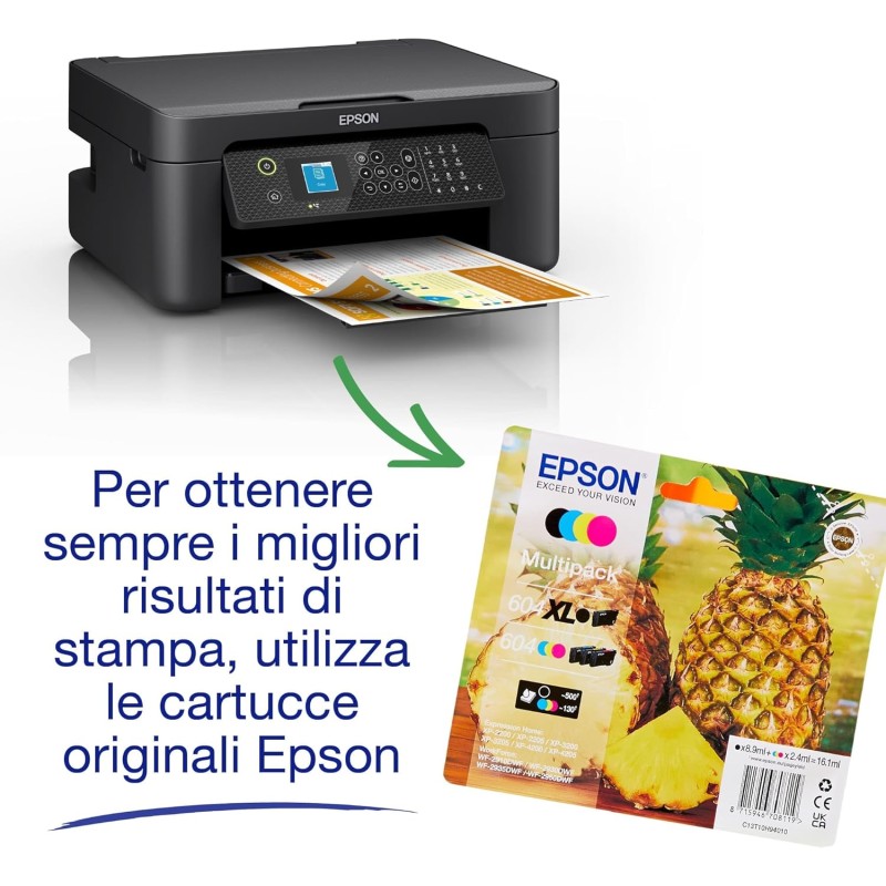 Epson Workforce WF-2910DWF Stampante Multifunzione A4 a getto d'inchiostro (Stampa Fronte Retro, Scansione, Copia, Fax) Display LCD 3.7cm, WiFi, Ethernet, Stampa da mobile e su Cloud, AirPrint