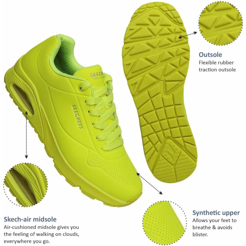 Skechers Uno Stand On Air, Scarpe da Ginnastica Uomo - 45 EU Lime Durabuck Trim Skechers Uno Stand On Air, Scarpe da Ginnastica Uomo - 45 EU Lime Durabuck Trim