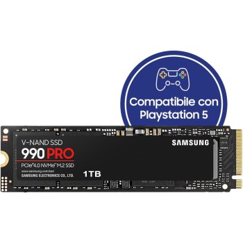 Samsung 990 PRO NVMe M.2 SSD, 1TB, PCIe 4.0, 7.450 MB/s in lettura, 6.900 MB/s in scrittura, SSD interno per giochi ed editing video, Nero, MZ-V9P1T0BW - 1 TB