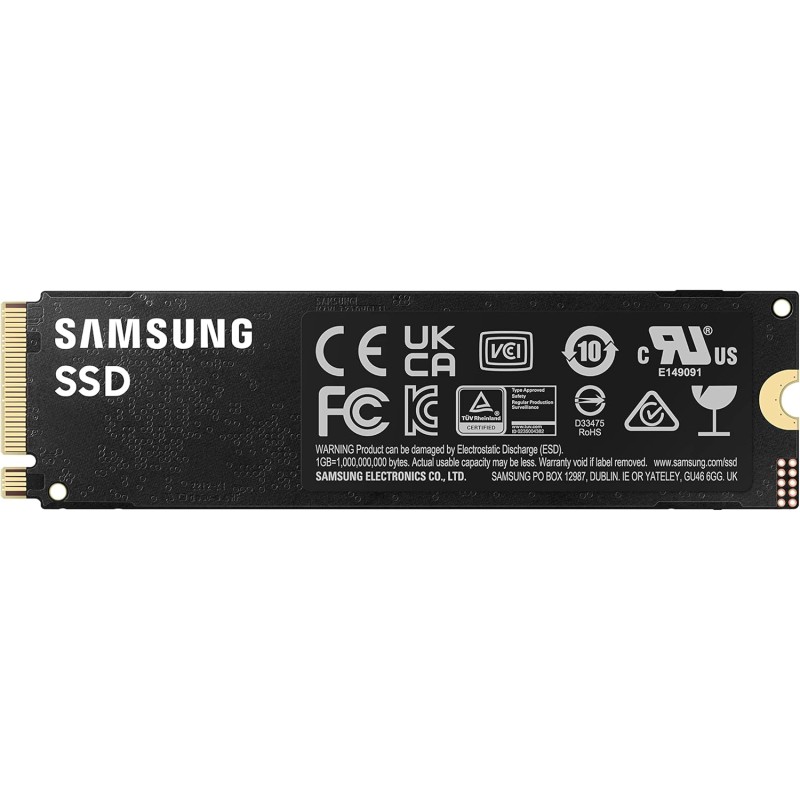Samsung 990 PRO NVMe M.2 SSD, 1TB, PCIe 4.0, 7.450 MB/s in lettura, 6.900 MB/s in scrittura, SSD interno per giochi ed editing video, Nero, MZ-V9P1T0BW - 1 TB