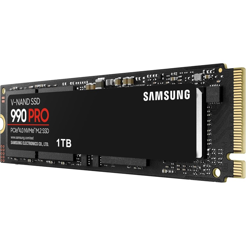 Samsung 990 PRO NVMe M.2 SSD, 1TB, PCIe 4.0, 7.450 MB/s in lettura, 6.900 MB/s in scrittura, SSD interno per giochi ed editing video, Nero, MZ-V9P1T0BW - 1 TB