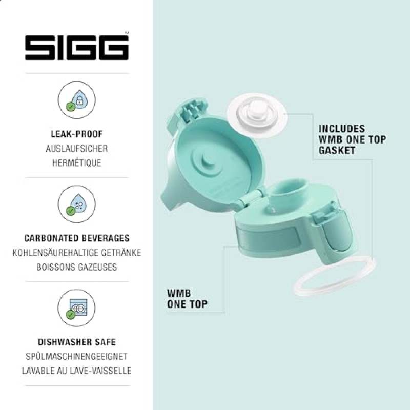 Sigg WMB One Top (Misura Unica), Tappo di Ricambio Adatto per Tutti i Modelli di Sigg Borraccia, Tappo Ermetico e Utilizzabile con Una Sola Mano - Blu (Glacier)