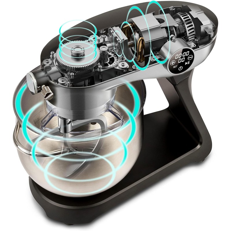 G3 Ferrari G20137 Pastaio Elegance Impastatrice Planetaria a Presa Diretta, 1800 W (2300 W Max), 8 Litri, Metallo, 10 Velocità, Display touch screen, Contenitore 8 Litri in Acciaio Inox