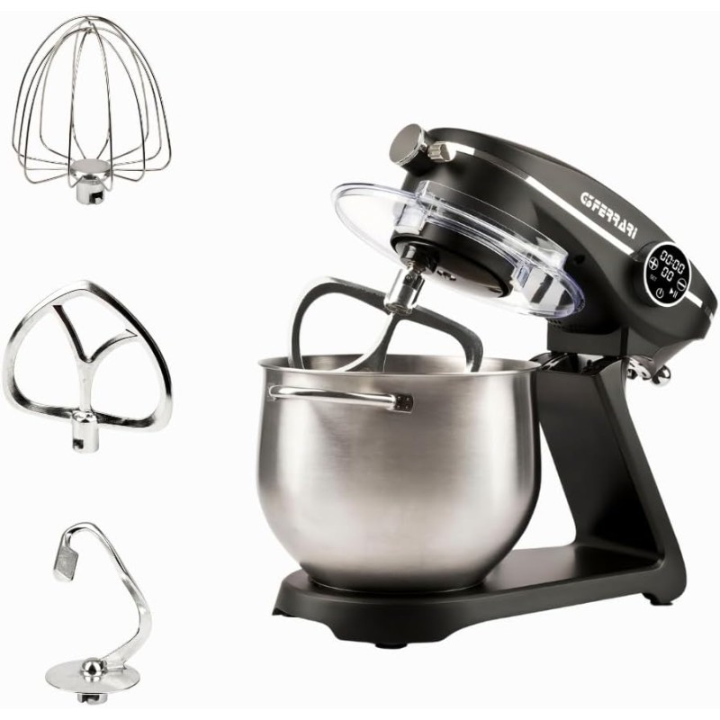 G3 Ferrari G20137 Pastaio Elegance Impastatrice Planetaria a Presa Diretta, 1800 W (2300 W Max), 8 Litri, Metallo, 10 Velocità, Display touch screen, Contenitore 8 Litri in Acciaio Inox
