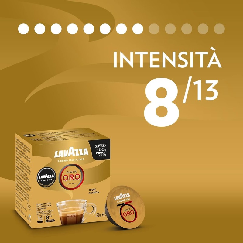 Lavazza, Espresso A Modo Mio Qualità Oro Sinfonia Perfetta, 128 Capsule Caffè, con Note di Fiori e Frutta, 100% Arabica, Intensità 8, Tostatura Media, 8 Confezioni da 16 Capsule - 16 unità (Confezione da 8) Lavazza, Espresso A Modo Mio Qualità Oro Sinfonia Perfetta, 128 Capsule Caffè, con Note di Fiori e Frutta, 100% Arabica, Intensità 8, Tostatura Media, 8 Confezioni da 16 Capsule - 16 unità (Confezione da 8)