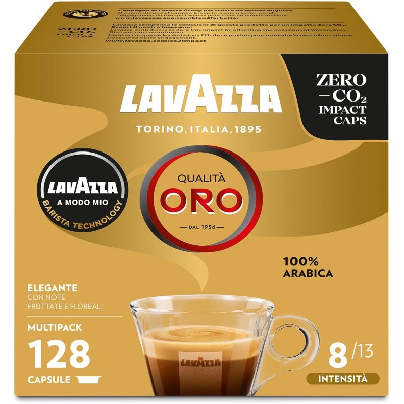 Lavazza, Espresso A Modo Mio Qualità Oro Sinfonia Perfetta, 128 Capsule Caffè, con Note di Fiori e Frutta, 100% Arabica, Intensità 8, Tostatura Media, 8 Confezioni da 16 Capsule - 16 unità (Confezione da 8) Lavazza, Espresso A Modo Mio Qualità Oro Sinfonia Perfetta, 128 Capsule Caffè, con Note di Fiori e Frutta, 100% Arabica, Intensità 8, Tostatura Media, 8 Confezioni da 16 Capsule - 16 unità (Confezione da 8)