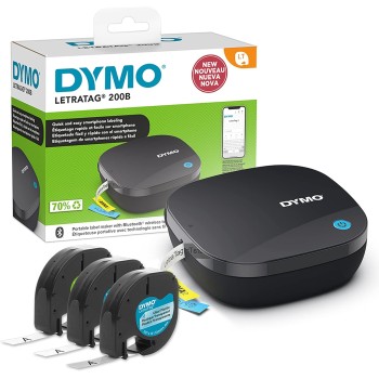 DYMO LetraTag 200B etichettatrice Bluetooth | Stampante per etichette compatta | Si connette a iOS e Android tramite tecnologia wireless Bluetooth | Include 3 rotoli di etichette assortite - Con 3 rotoli di etichette DYMO LetraTag 200B etichettatrice Bluetooth | Stampante per etichette compatta | Si connette a iOS e Android tramite tecnologia wireless Bluetooth | Include 3 rotoli di etichette assortite - Con 3 rotoli di etichette