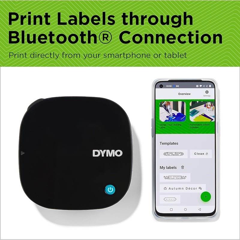DYMO LetraTag 200B etichettatrice Bluetooth | Stampante per etichette compatta | Si connette a iOS e Android tramite tecnologia wireless Bluetooth | Include 3 rotoli di etichette assortite - Con 3 rotoli di etichette