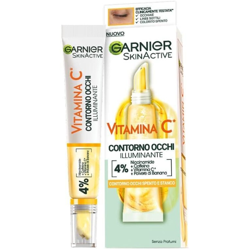 Garnier SkinActive Contorno Occhi Illuminante, Vitamina C, Per uno Sguardo Più Fresco e Riposato, Antirughe, 15 ml Garnier SkinActive Contorno Occhi Illuminante, Vitamina C, Per uno Sguardo Più Fresco e Riposato, Antirughe, 15 ml