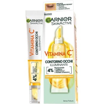Garnier SkinActive Contorno Occhi Illuminante, Vitamina C, Per uno Sguardo Più Fresco e Riposato, Antirughe, 15 ml