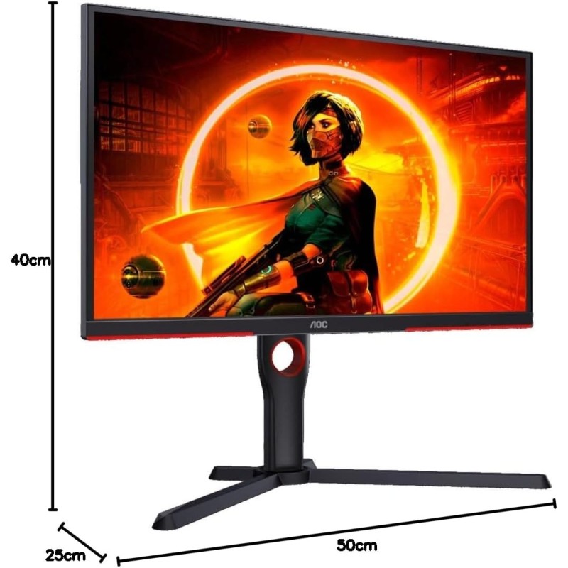 AOC Gaming 25G3ZM/BK - Monitor FHD da 24,5" 240 Hz, MPRT da 0,5 ms, FreeSync Premium (1920x1080, HDMI 2.0 x 2, DisplayPort 1.2 x 1, Uscita cuffie (3,5 mm)) nero/rosso - 25" FHD Plano AOC Gaming 25G3ZM/BK - Monitor FHD da 24,5" 240 Hz, MPRT da 0,5 ms, FreeSync Premium (1920x1080, HDMI 2.0 x 2, DisplayPort 1.2 x 1, Uscita cuffie (3,5 mm)) nero/rosso - 25" FHD Plano