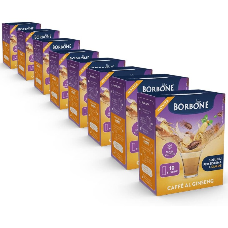 Caffè Borbone Caffè al Ginseng Stick - 80 stick (8 astucci da 10) - Ideali per sistemi a Cialde - Caffè al Ginseng Caffè Borbone Caffè al Ginseng Stick - 80 stick (8 astucci da 10) - Ideali per sistemi a Cialde - Caffè al Ginseng