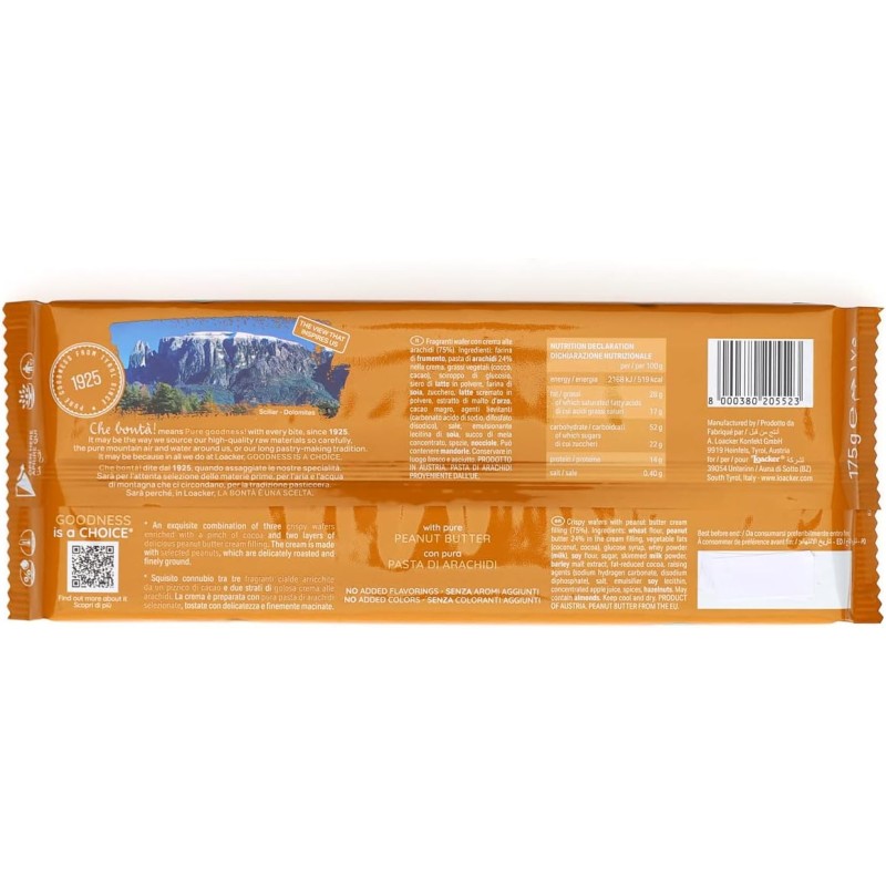 Loacker Classic Peanut Butter, Fragranti Cialde di Wafer con Deliziosa Crema al Burro d'Arachidi, Merenda e Snack, Confezione da 175g - 1 Unità (Confezione da 175g) Loacker Classic Peanut Butter, Fragranti Cialde di Wafer con Deliziosa Crema al Burro d'Arachidi, Merenda e Snack, Confezione da 175g - 1 Unità (Confezione da 175g)