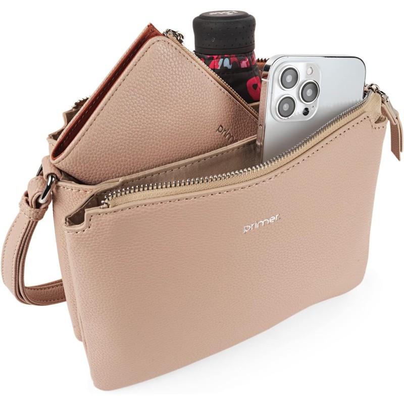 PRIMER First, Borsa a Tracolla Donna SINT/Pu, Taglia Unica - Beige PRIMER First, Borsa a Tracolla Donna SINT/Pu, Taglia Unica - Beige