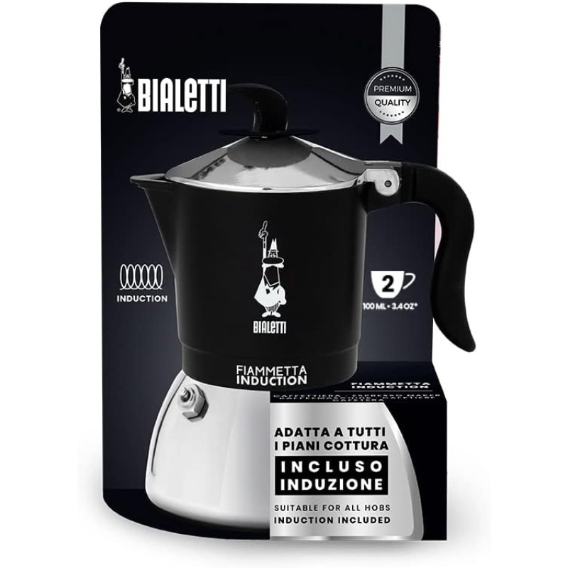 Bialetti FIAMMETTA Ind. 2CUPS Nero - 2 Tazze Nero