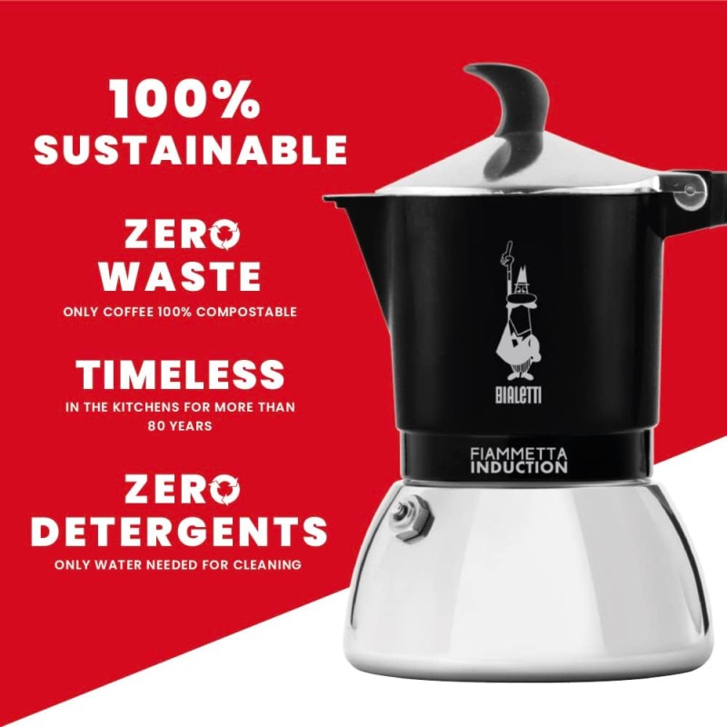 Bialetti FIAMMETTA Ind. 2CUPS Nero - 2 Tazze Nero