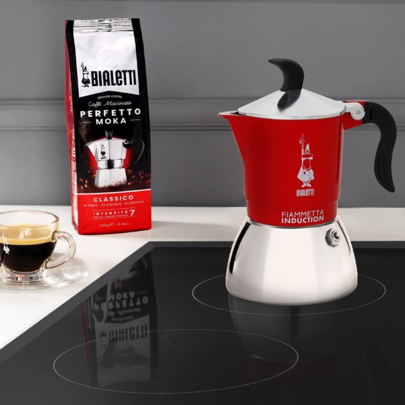 Bialetti Fiammetta Induction Caffettiera, Aluminium, Steel, Rosso, 2 Tazze - 2 Tazze Rosso Bialetti Fiammetta Induction Caffettiera, Aluminium, Steel, Rosso, 2 Tazze - 2 Tazze Rosso